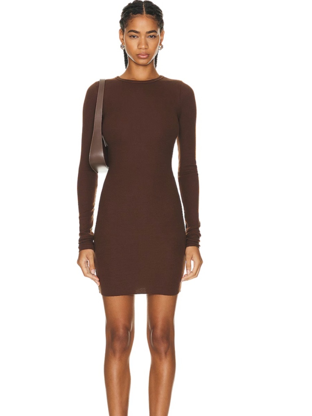 Eterne Long Sleeve Crewneck Mini Dress